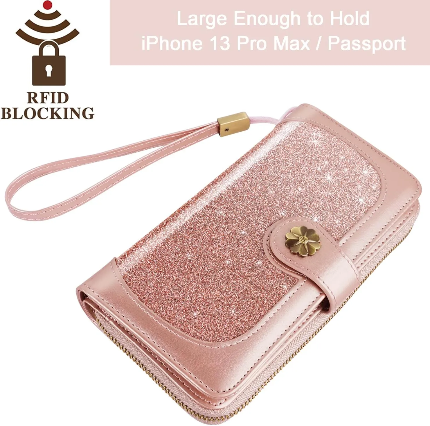 Wallets for Women Multi Card Holder Wallet Clutch Wallet Card Holder Organizer Ladies Purse with Wrist strap Purse