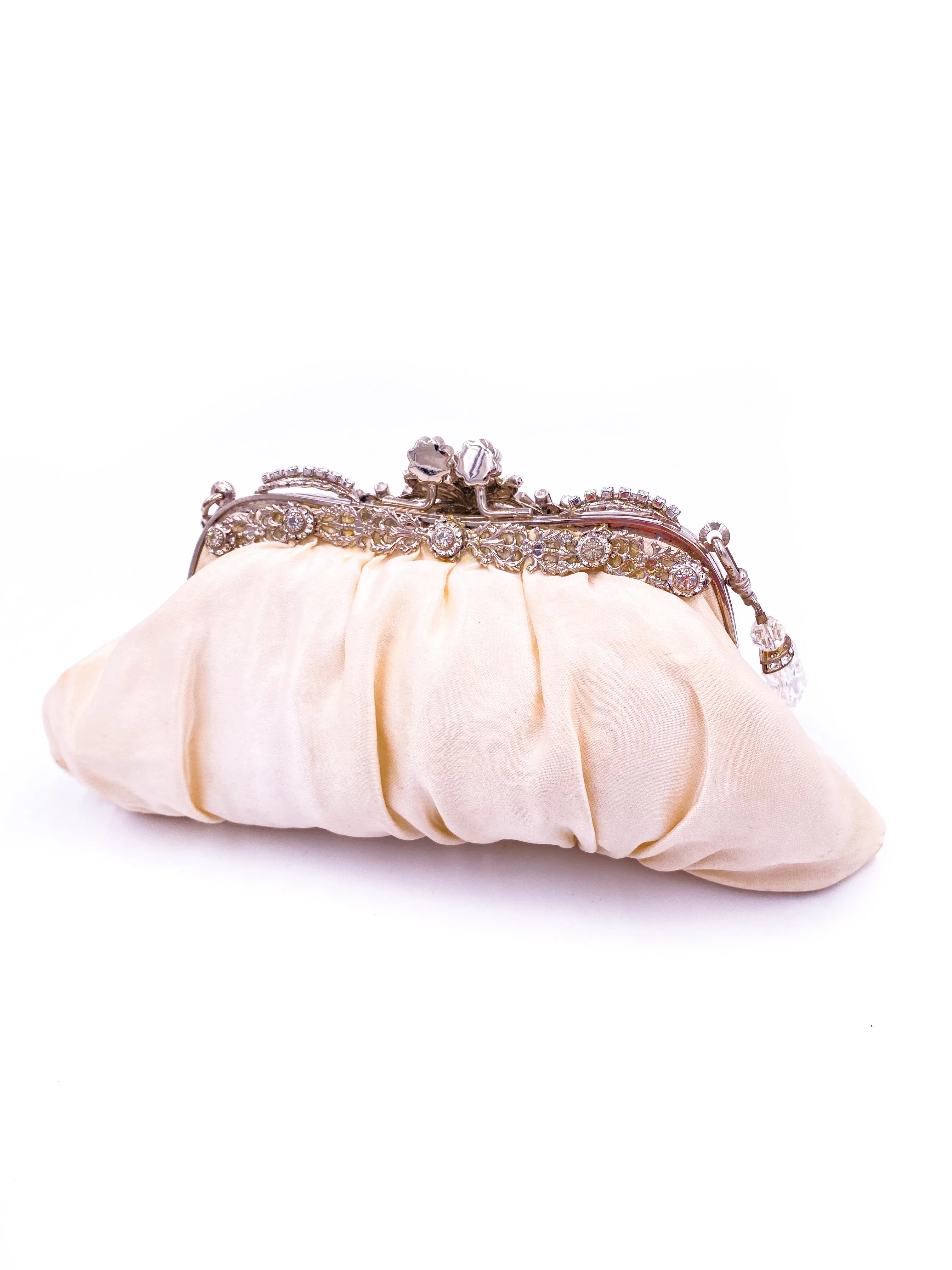White Satin Jeweled Purse