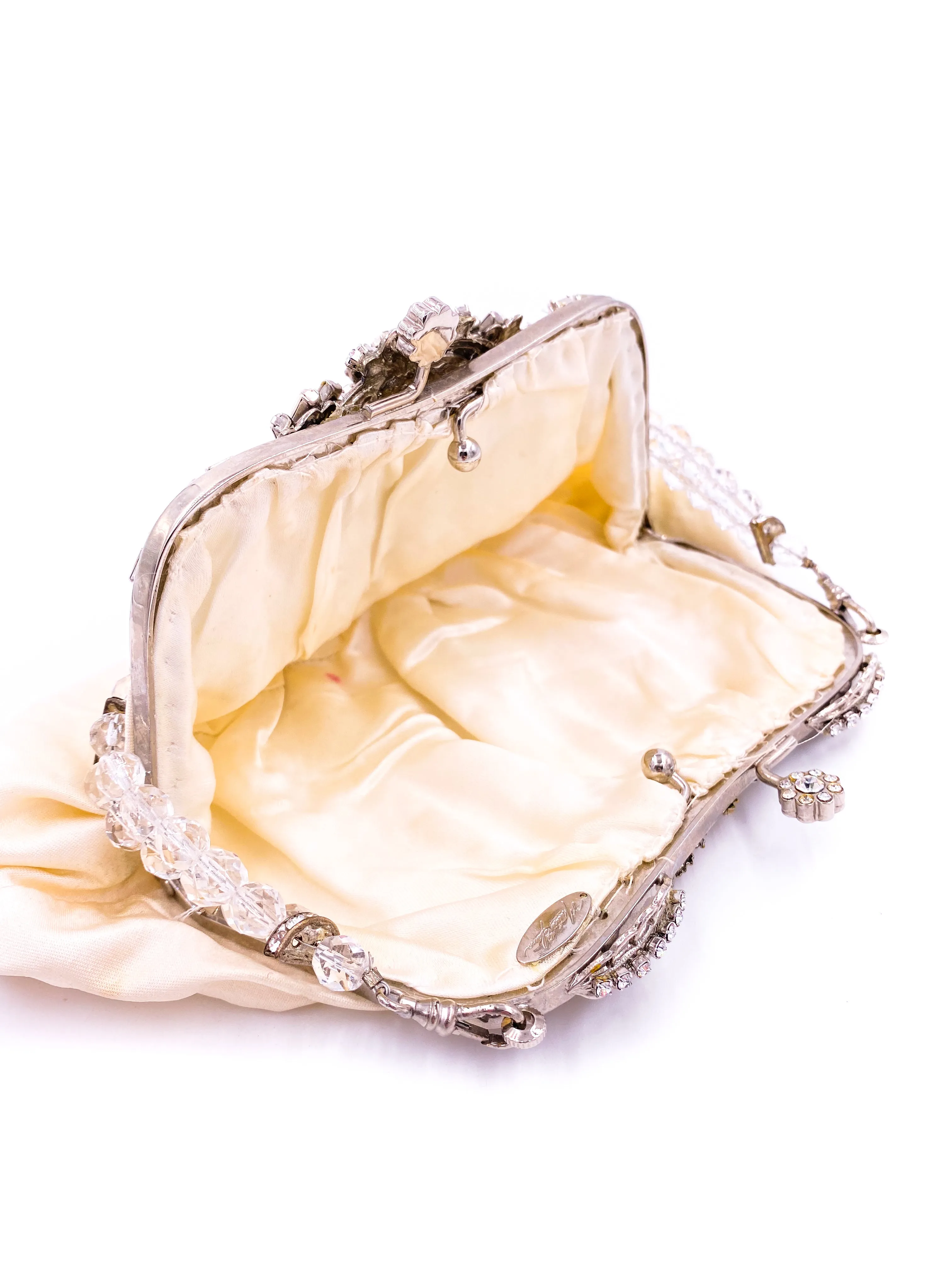 White Satin Jeweled Purse