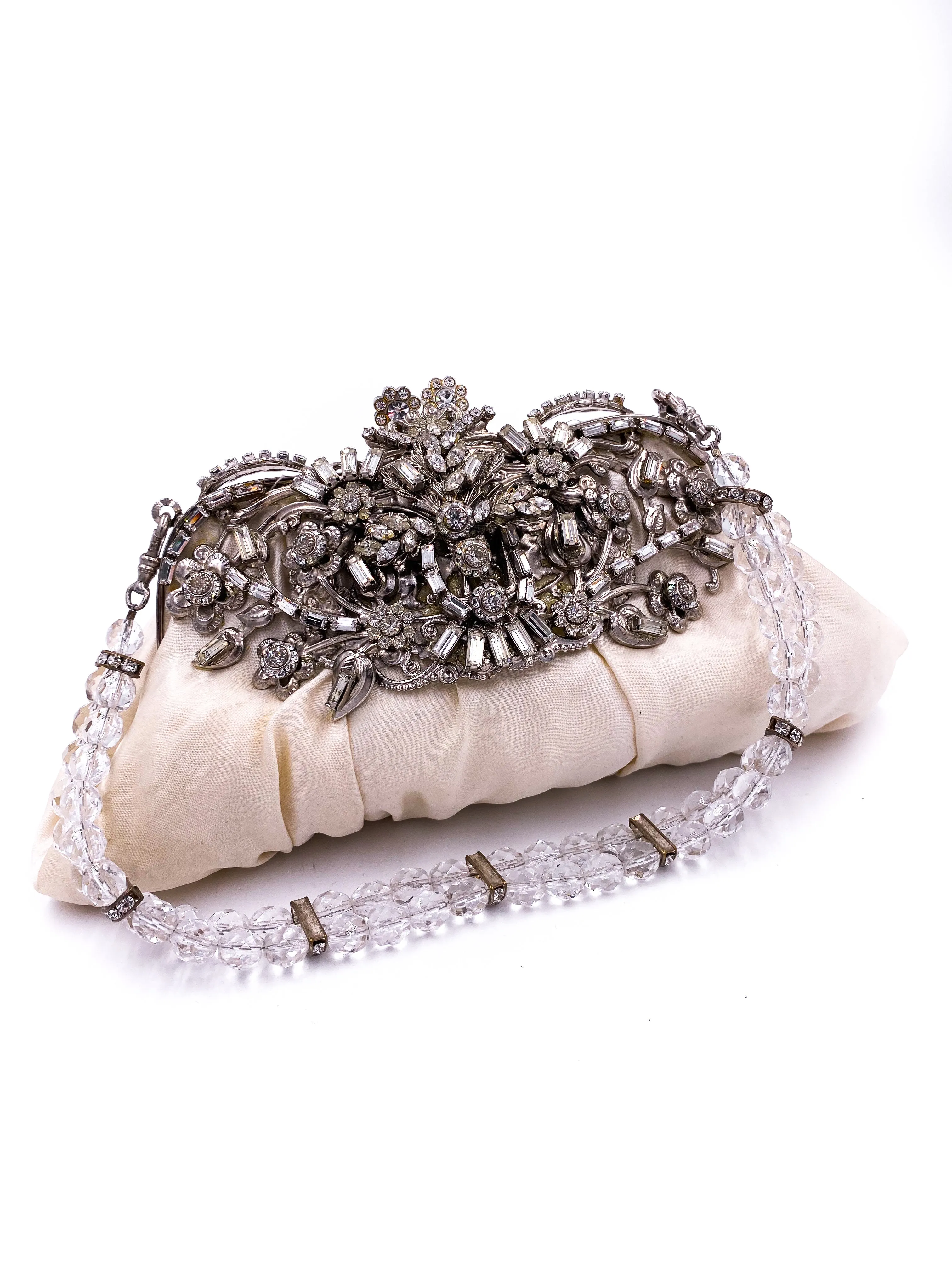 White Satin Jeweled Purse