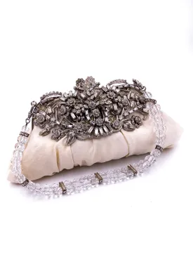 White Satin Jeweled Purse
